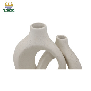 Juego de 2 Jarrones de Cerámica Irregulares Personalizados, Estilo Nórdico Moderno, con Esmalte Arenado, Decorativos para Mesa de Sala de Estar - Product Image 4