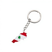 Porte-clés personnalisé en acier inoxydable émaillé avec carte du Liban, pendentif drapeau national pour souvenir, cadeau de voyage, vente en gros