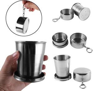 Gobelet pliable en acier inoxydable portable, porte-clés, tasse de voyage pour le camping, tasse télescopique en métal pour les loisirs de plein air - Product Image 3