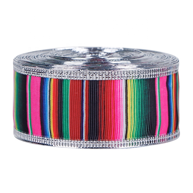 Fiesta Ribbon Mexican Serape Ribbon Rainbow Stripes Colorful Grosgrain Ribbon for DIY Wrapping, Fall Crafts Decoration