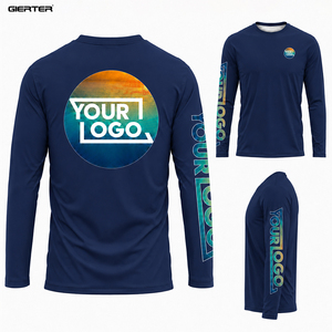 Camiseta de Pesca Personalizada con Protección Solar UPF 50, <span class=keywords><strong>Ropa</strong></span> de Pesca de Color Sólido, Camiseta de Pesca de Manga Larga con Malla Ventilada y Protección UV <span class=keywords><strong>para</strong></span> Hombre - Product Image 1