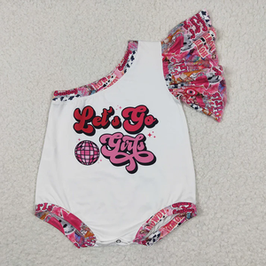 Nuevo pelele de verano para bebé niña recién nacida con estampado western y manga volante de un solo hombro - Product Image 6