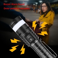 Nouvelle lampe torche d'alarme transfrontalière rechargeable par USB en alliage d'aluminium, multifonctionnelle, avec fonction de batterie externe et portée de 500 m