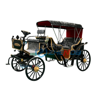 Charrette électrique sans chevaux noire et rouge de luxe pour les parcs et les attractions - Product Image 2