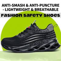 Chaussures de sécurité pour le travail en usine et la construction, avec embout en acier, semelle intermédiaire, doublure en maille, semelle extérieure en EVA, anti-écrasement, tige en maille respirante