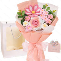 Bouquet de fleurs artificielles en laine tricotée et crochetée, tournesols tissés, cadeau créatif pour les fêtes, best-seller