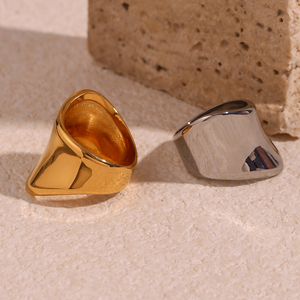 Anillo de sello brillante exagerado, chapado en oro de 18k, de acero inoxidable, joyería impermeable para <span class=keywords><strong>mujer</strong></span> - Product Image 6
