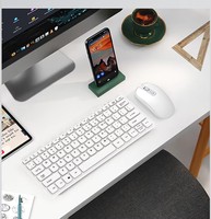 Set Keyboard dan Mouse Nirkabel 2.4G Pabrik Stok Barang, Set Keyboard dan Mouse Mini USB Kustom untuk Penggunaan Kantor & Tablet