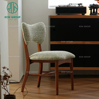Chaise de restaurant Ron Group, style rétro français, en bois de noyer foncé, avec dossier papillon personnalisé en tissu, sans accoudoirs, pour hôtel