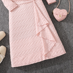 Robes pour filles adolescentes décontractées printemps-automne 2026, robe asymétrique à volants texturés à une épaule, robes pour enfants pour filles, vente en gros - Product Image 4