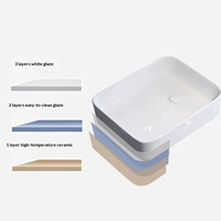 Lavabo en céramique blanche 6254A 510x400mm pour salle de bain, lavabo sur comptoir, lavabo pour hôtel et maison
