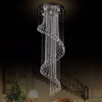 JYLIGHTING Lámpara Colgante de Araña de Cristal con Forma Retorcida en Cascada, Elegante y Majestuosa, con Cuentas de Cristal y Tapa de Espejo, para Vestíbulo de Villa Dúplex