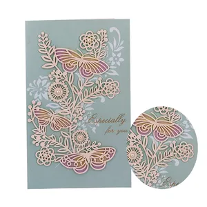 WINPSHENG-<span class=keywords><strong>tarjetas</strong></span> <span class=keywords><strong>de</strong></span> agradecimiento, láser especial, flor y mariposa, papel <span class=keywords><strong>de</strong></span> Arte <span class=keywords><strong>de</strong></span> corte láser/papel especial, logotipo del cliente, 3-5 días - Product Image 1