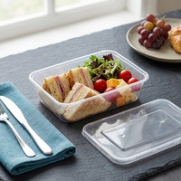Boîte d'emballage alimentaire jetable en PP, directement de l'usine, micro-ondable, transparente, en plastique, pour la préparation des repas
