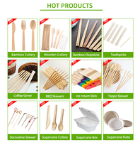 Ensemble de couverts jetables compostables à faible MOQ (fourchette, cuillère, couteau) en bambou pour événements de mariage