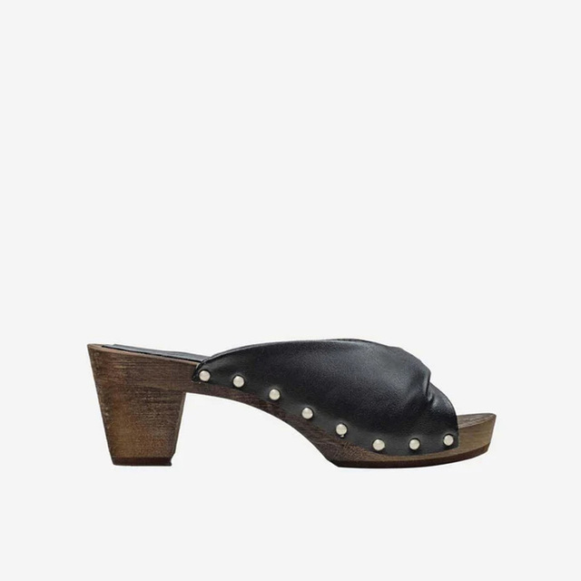 Custom Vegan Leather Heeled Sandals with Waterproof Wood Heel Platform Open Toe Garden Shoes for Summer Anti-Slip Features
