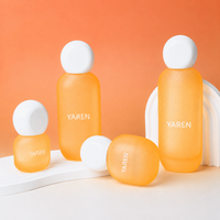 Ensemble de flacons cosmétiques carrés en verre de qualité supérieure, base épaisse, pour lotion, avec revêtement effet glace craquelée, emballage pour soins de la peau, coffret beauté
