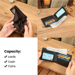 Portefeuille court pour <span class=keywords><strong>homme</strong></span> en cuir véritable DUJIANG, grande capacité, multi-emplacements pour cartes, modèle 2181 - Product Image 4