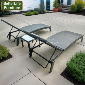 Beach Golf Club Rattan Lounge Chair Patio Garden Chaise Bed Hotel de lujo Hospitality Resort Outdoor Tumbona con mesa pequeña - Product Image 5