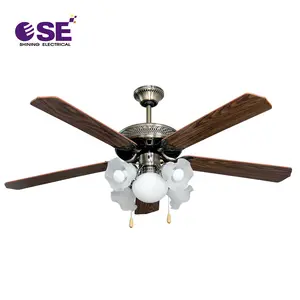 Wooden lubricious hang fans Flower model decorative Ceiling Fan With 5 Lights