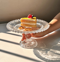 Assiette à fruits en verre en forme de cœur, assiette à dessert transparente, plat à pied haut, plateau à gâteau de style européen pour fête, écologique