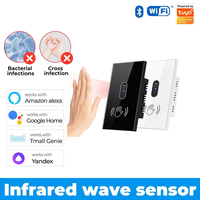 Sakelar Sensor infra merah rumah pintar, sakelar Sensor infra merah dinding Inggris, lampu sein dinding Android 250V Max. Efek kaca sentuh berwarna voltase