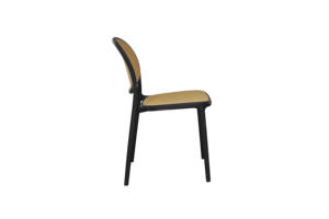 <span class=keywords><strong>Chaise</strong></span> de salle à manger de cuisine en plastique <span class=keywords><strong>beige</strong></span> évidée empilable élégante à cadre <span class=keywords><strong>noir</strong></span> - Product Image 2