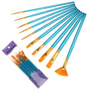 Juego de 10 Pinceles de Pelo de Nailon, Pinceles de Pintura Profesionales con Mango de Plástico Colorido para Principiantes - Product Image 5