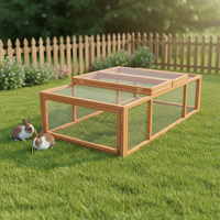 Grande maison pour animaux de compagnie en bois massif avec enclos de course, nichoir de luxe écologique pour lapins avec plateau amovible et rampe pour jardin
