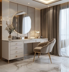 Meja rias furnitur kamar tidur mewah Modern laris, meja rias keramik kulit marmer atas berlapis emas dengan laci penyimpanan Nordik
