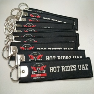 Giá rẻ vải pre-take-off tháo dỡ 3D cả hai mặt Logo dệt nhãn vòng chìa khóa với móc chìa khóa máy bay phản lực tag tùy chỉnh thêu Keychain - Product Image 5