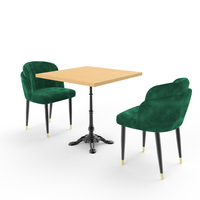 Modernes Restaurant-Set mit Grünem Samt-Esstisch und Stühlen für Hotel und Gewerbliche Nutzung