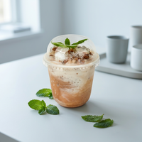 Gobelet jetable transparent pour milkshake, smoothie, dessert, crème glacée, boisson froide avec couvercle à grand trou