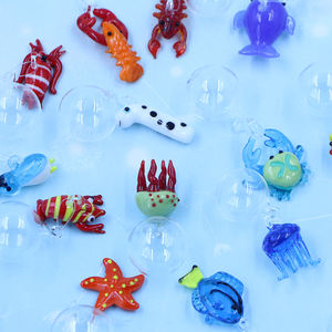 Đồ trang trí thủy tinh Murano hình động vật biển nhỏ nổi trên nước, làm bằng kỹ thuật Lampwork, có kèm quả cầu - Product Image 4