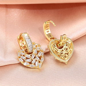 Orecchini a cuore da donna, eleganti, per uso quotidiano, gioielli alla moda per le orecchie - Product Image 6