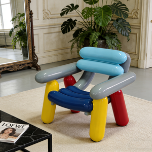 Fauteuil paresseux nordique brillant en forme de ballon Macaron, chaise <span class=keywords><strong>d</strong></span>'<span class=keywords><strong>appoint</strong></span> monoplace en fibre de verre, <span class=keywords><strong>d</strong></span>écoration artistique unique pour la maison et l'hôtel - Product Image 2