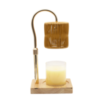 Lampe chauffe-bougie électrique écologique en rotin fait main, lampe à parfum, bougies parfumées, base en bois pour fondre la cire, multi-prises, pour la maison, certifiée ETL