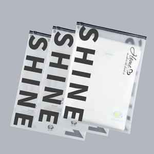 EN15343 Recyceltes Logo-Selbst aufkleber Druck verschluss Kleidung Verpackung Ocean Bound Kunststoff Reiß verschluss taschen mit Schieber für Kleidung Verpackung - Product Image 1