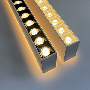 Suspension LED linéaire à intensité variable avec éclairage vers le haut et vers le bas, optique à lentilles à lamelles noires/transparentes pour l'éclairage de bureau - Product Image 5