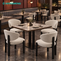 Ensemble de mobilier de restaurant commercial moderne : chaise de salle à manger rembourrée, table ronde en bois massif, banquette capitonnée pour café