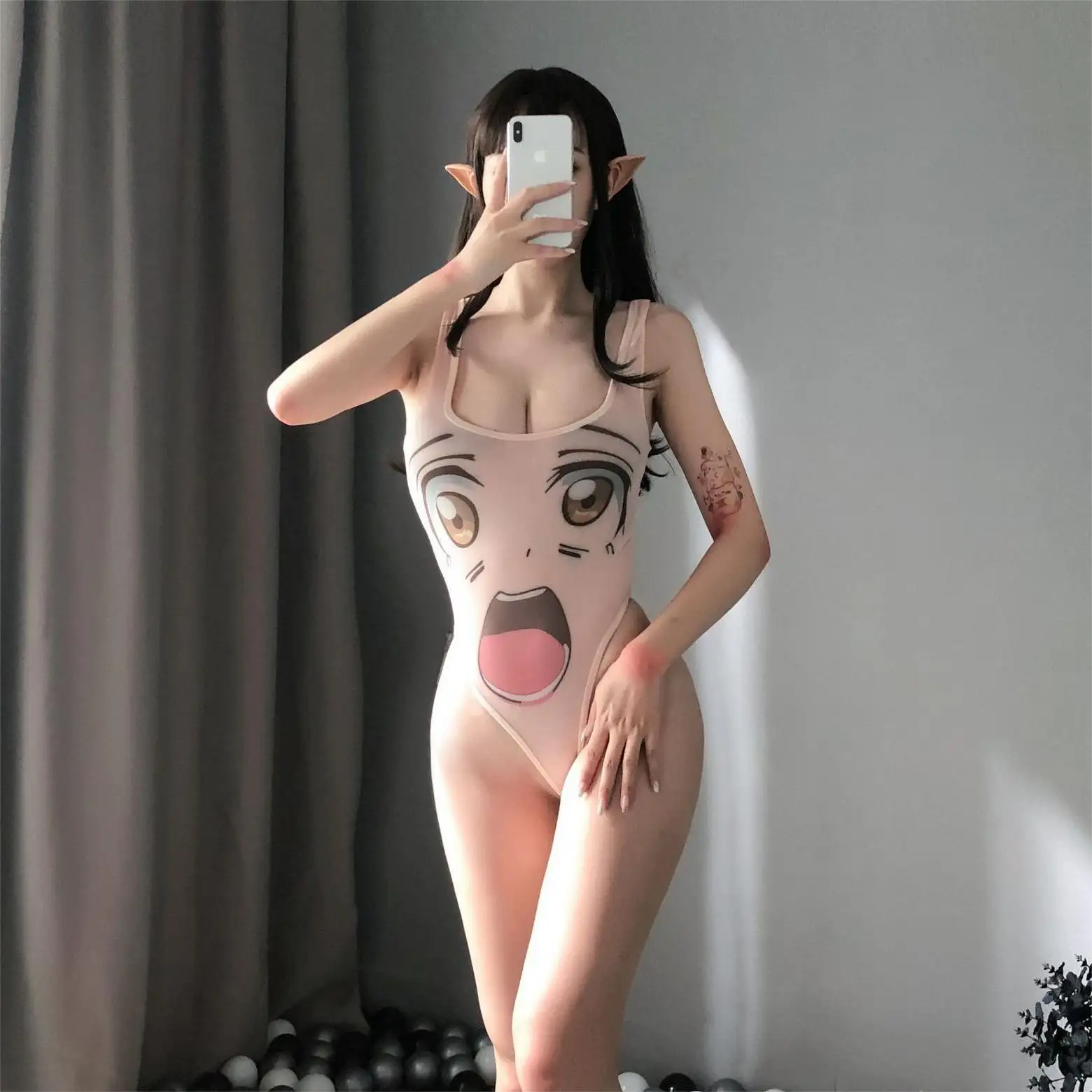 Toptan kızlar güzel Bodysuits sevgililer japon karikatür baskı seksi iç çamaşırı mayo bayanlar