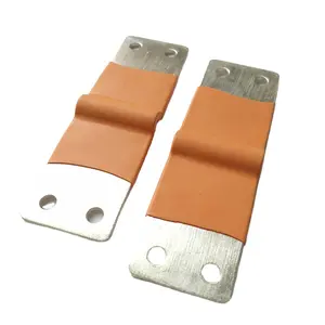 180 Degree Bending Copper Foil Busbar Connector Laminated Copper Parts Battery Pack Nickel Plating Orange Pvc Insulation
