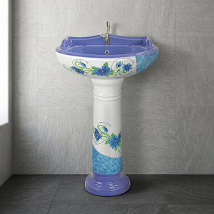 Ensemble de lavabo sur pied Vinus Rustic Vitrosa, éco-responsable, résistant à l'eau, en céramique, lavabo autoportant pour salle de bain - Product Image 5