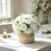 Op maat gemaakte travertijn porseleinen vaas Valentijnsdag gemengde geconserveerde rozen echte bloemen event tafeldecoratie bruiloft decoratie