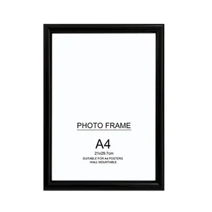 Foto de parede com display de certificado a3, moldura de plástico preta fixada para fotos