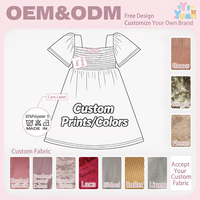 Robe d'été décontractée à volants imprimée pour filles, col carré, manches courtes, respirante, écologique, style smocké, ODM/OEM