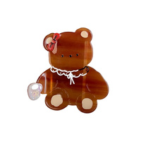 Pince à cheveux personnalisable Sheyi en acétate de cellulose, motif ours mignon de dessin animé, 7,9 cm, pour usage quotidien féminin, couleurs personnalisables
