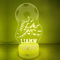 Lampe de nuit personnalisée avec le nom des joueurs de football, lampe LED de football, cadeau d'anniversaire, cadeau pour les fans de sport, cadeau pour les fans d'équipe, lampe de chevet pour enfants