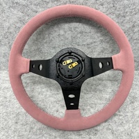 Leaders Universal 13 pouces rose personnalisé brodé daim 9cm Deep Dish JDM Racing Drift Volant
