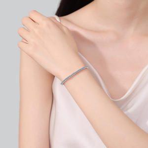 Precio de fábrica GALAXY GXB035 Cadena de tenis de 2.5mm Plata 925 Moissanita Hip Hop Iced Out Bañado en Rodio Pulsera de tenis unisex - Product Image 2